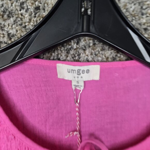 UMGEE Top Womens Small Pink Smocked Peasant Blouse Neck Tie Casual Ladies - Picture 6 of 7